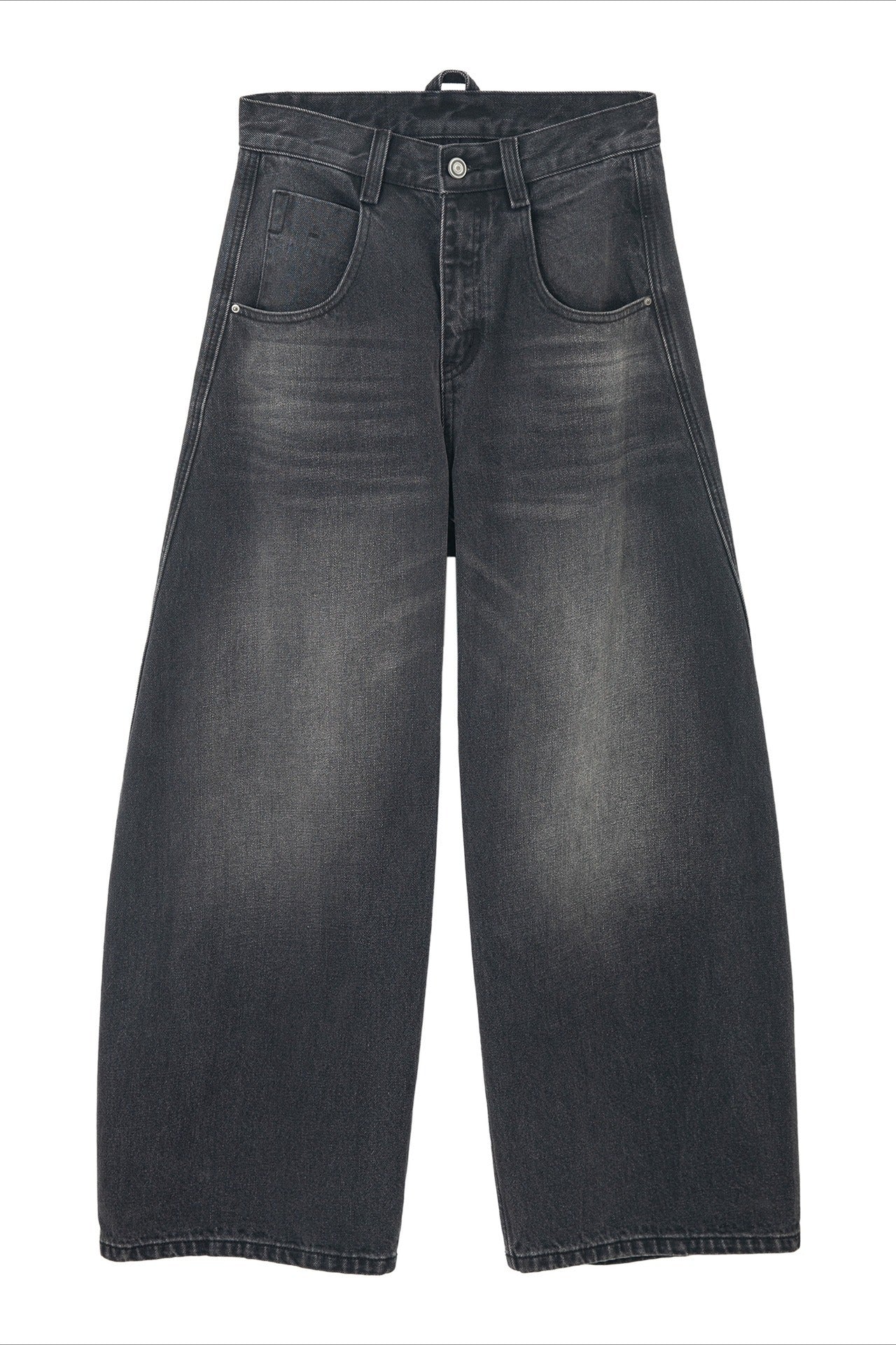 Cotton blend wide-leg curved shape jeans | 3 color