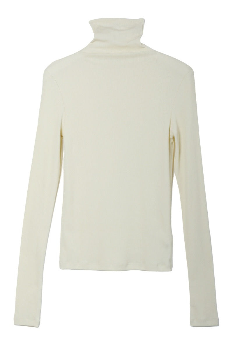 Cotton blend sleek high neck knitwear | 4 color
