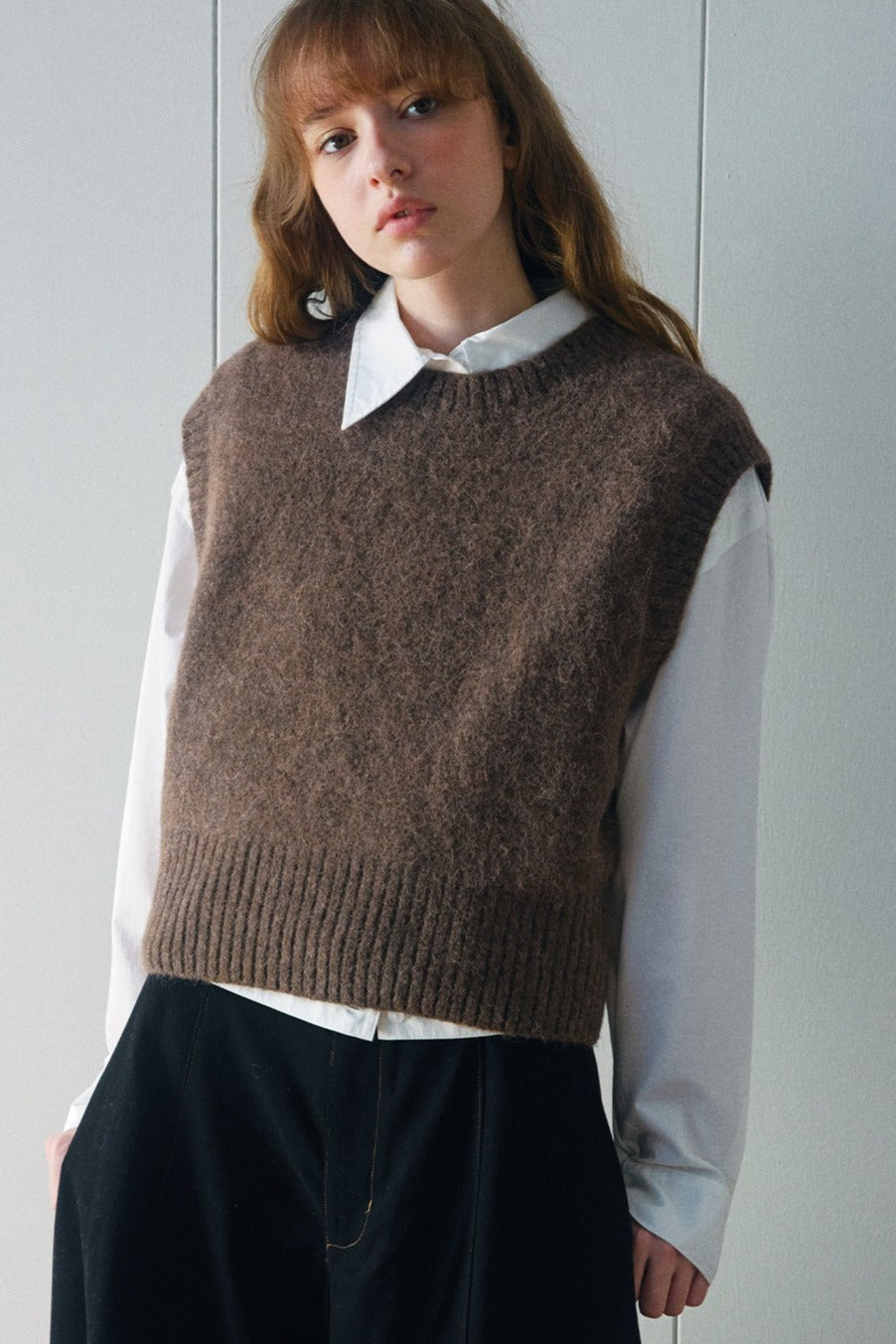 Alpaca blend minimalist cropped vest | 4 color