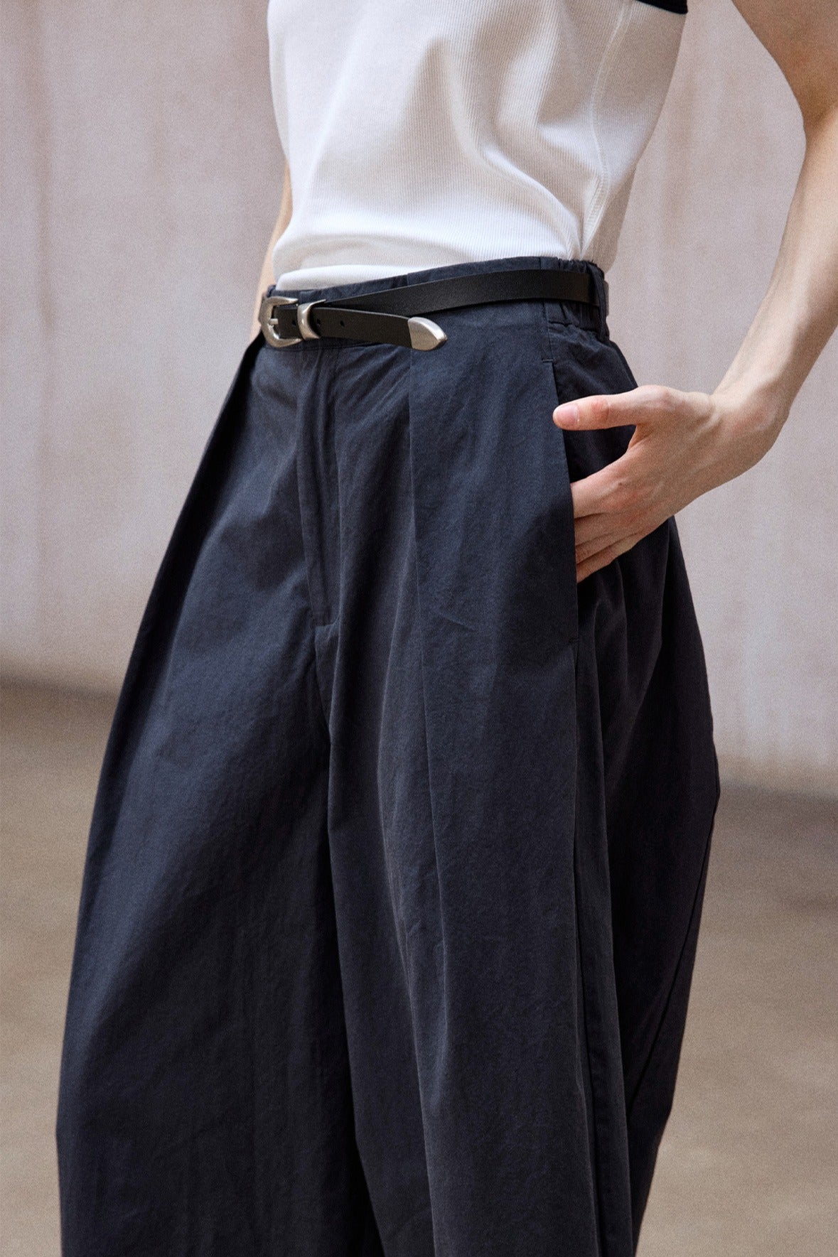 Washed cotton cocoon shape 7\8 pants | 3 color