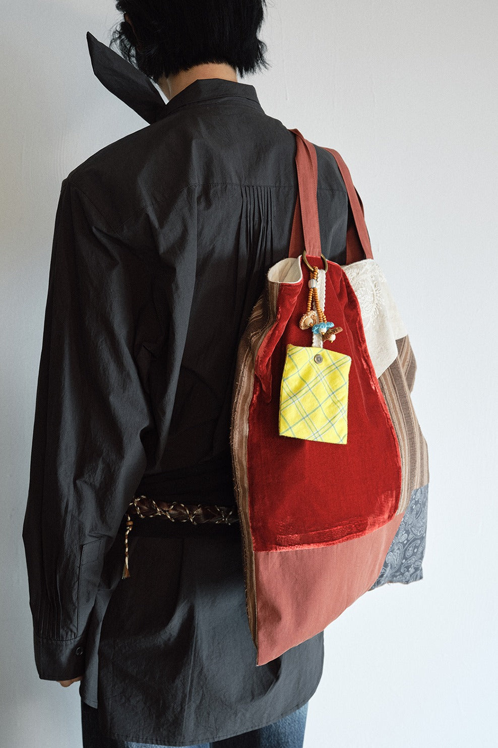 Vintage-style patchwork tote bag