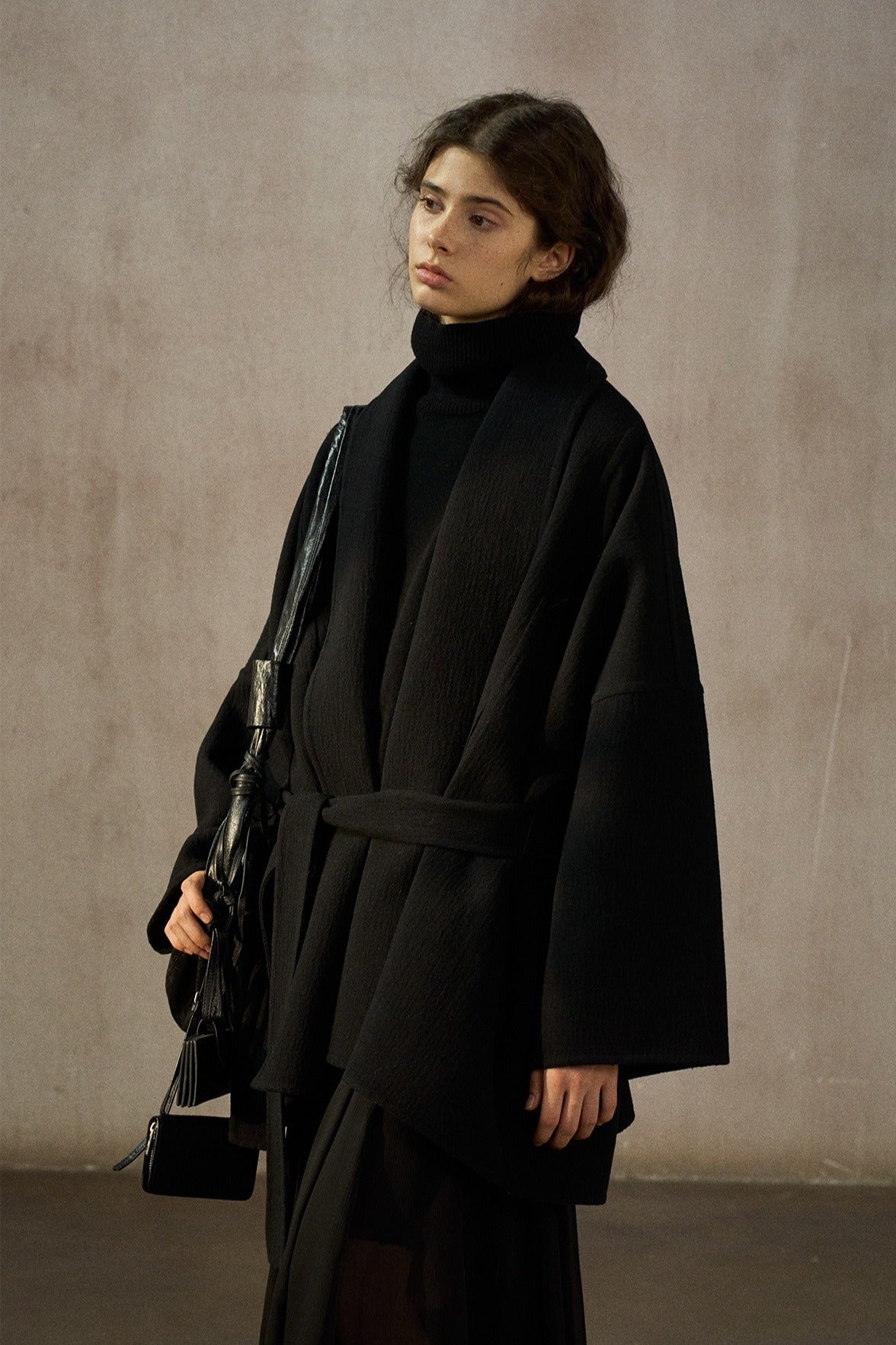 Wool blend batwing silhouette relaxed fit jacket | 2 color