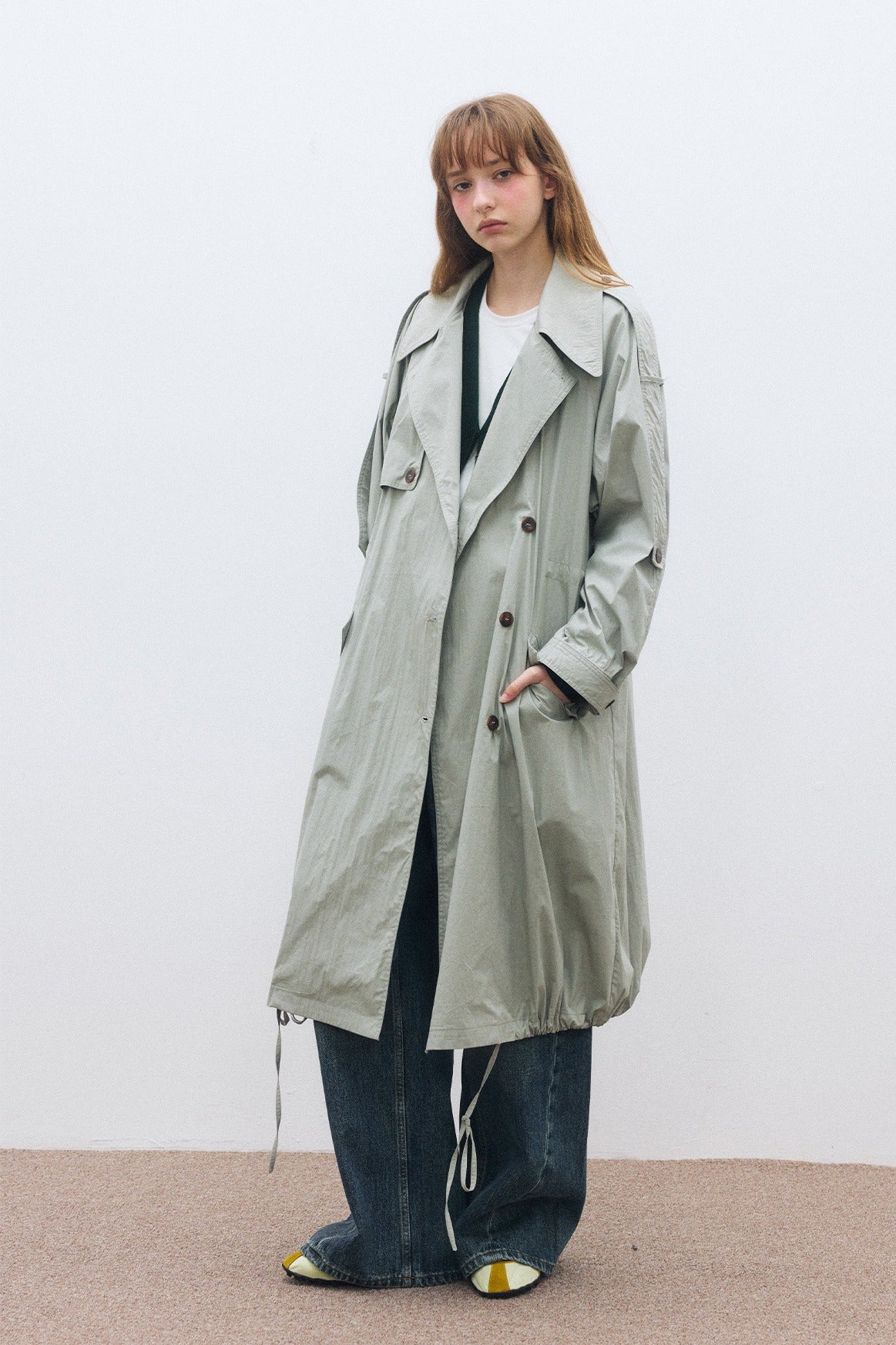 Cotton-nylon lightweight trench coat | 2 color