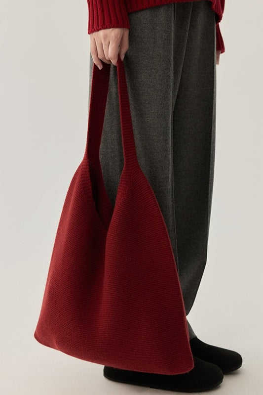 100% wool simple elegant knit bag | 2 color