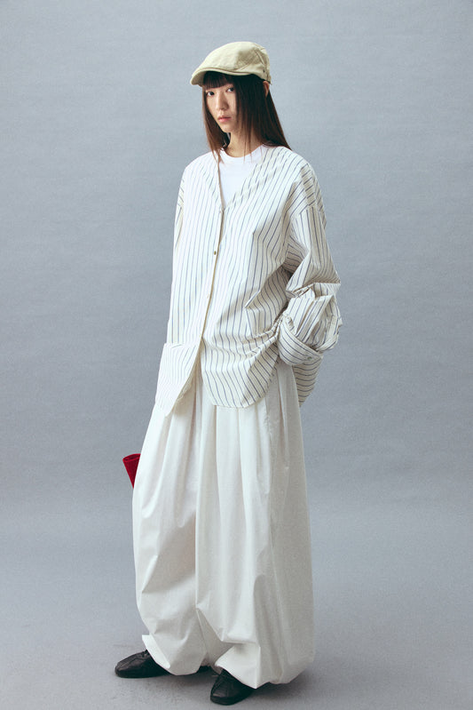 Camisa de algodón de rayas relajadas y corte súper holgado