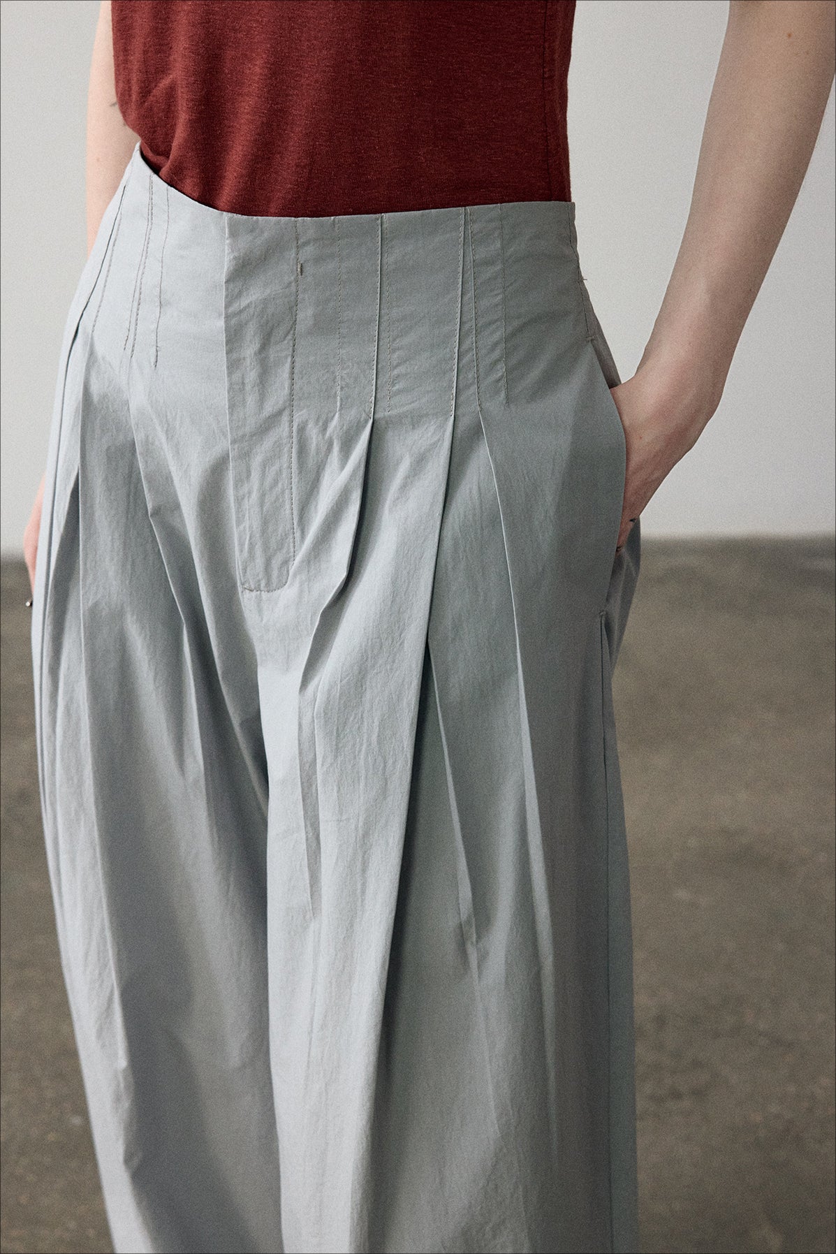 100% cotton paper-like texture wide leg pants | 4 color