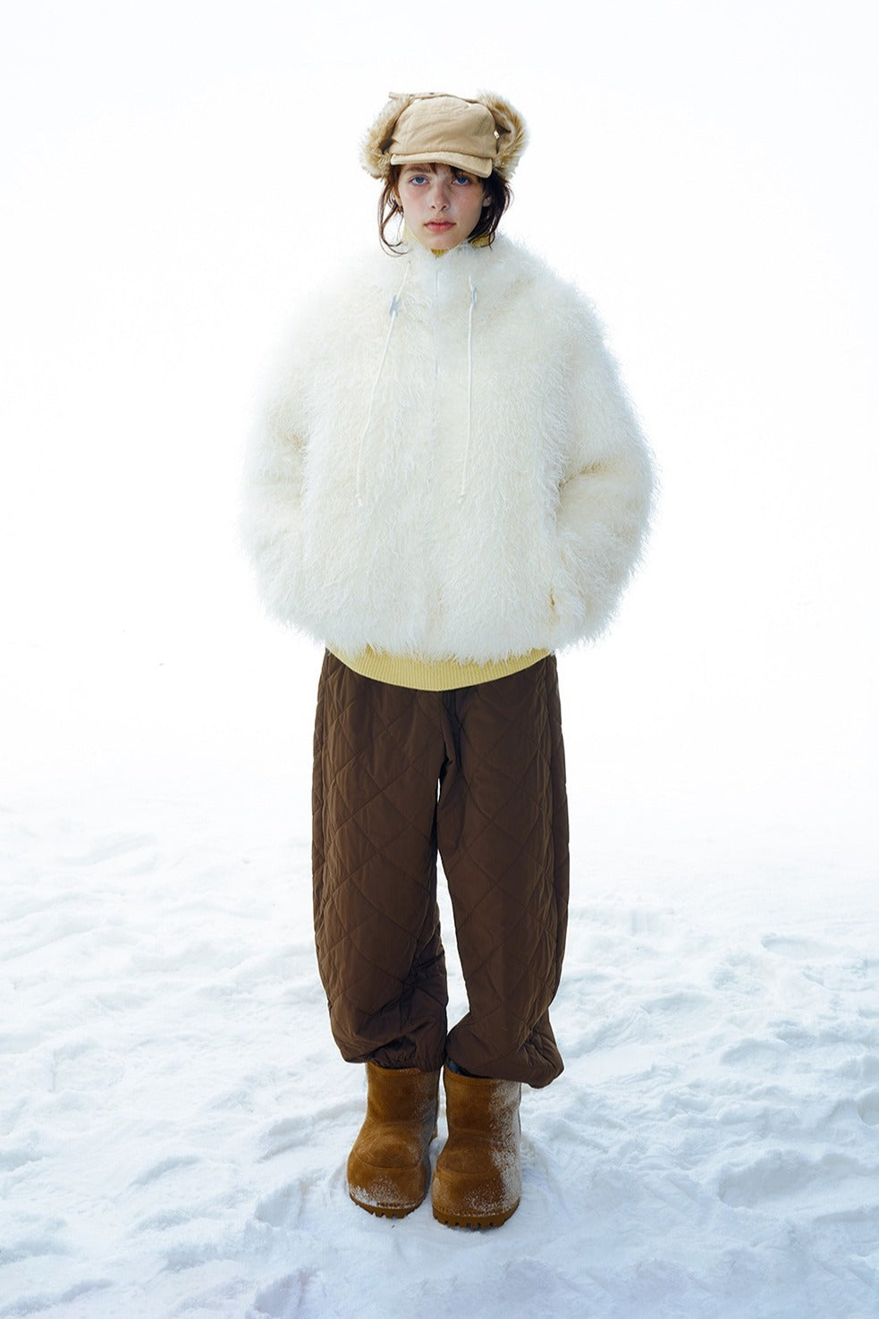 Wool-cotton filling cozy quilted loose pants | 4 color