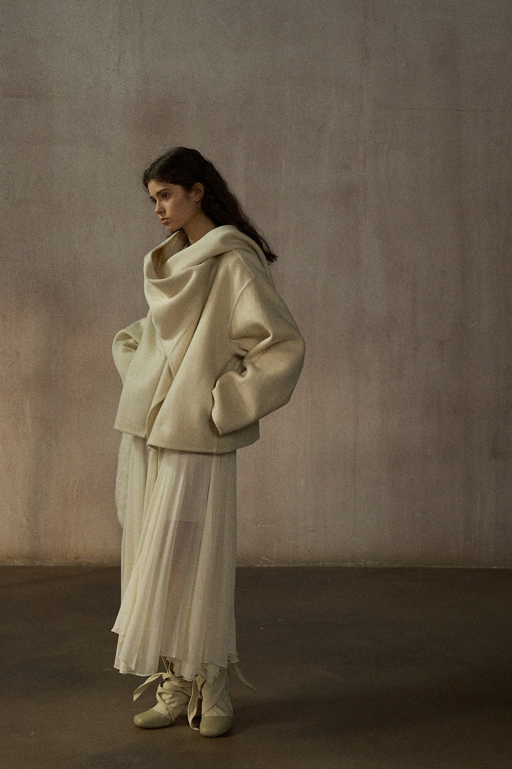 Wool-silk-angora double-faced jacket scarf collar | 4 color