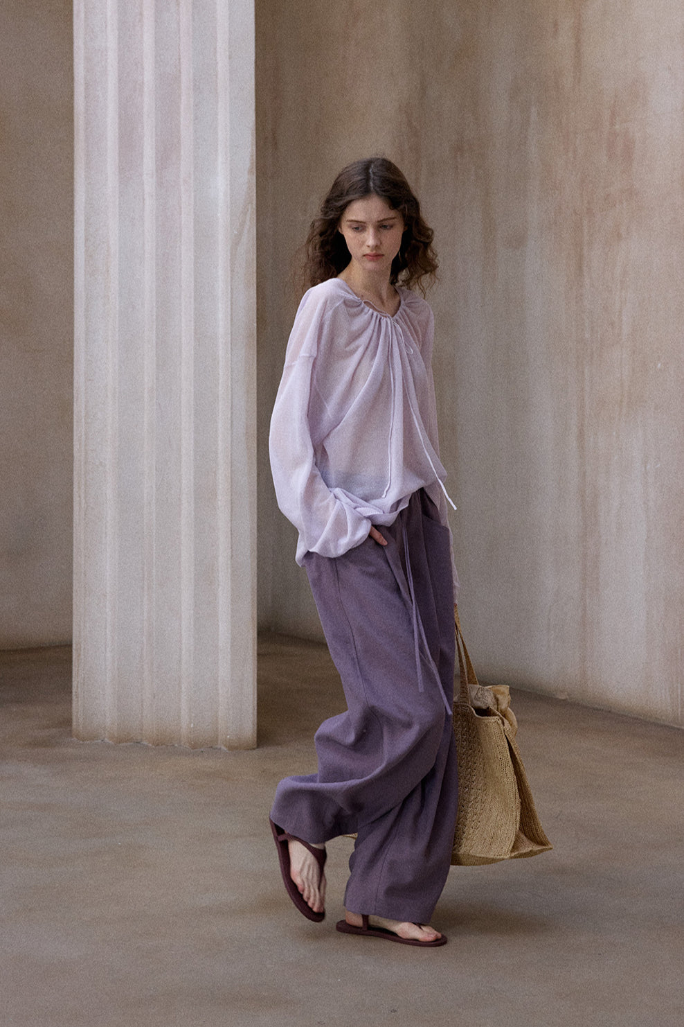 Wide leg elastic waist pants