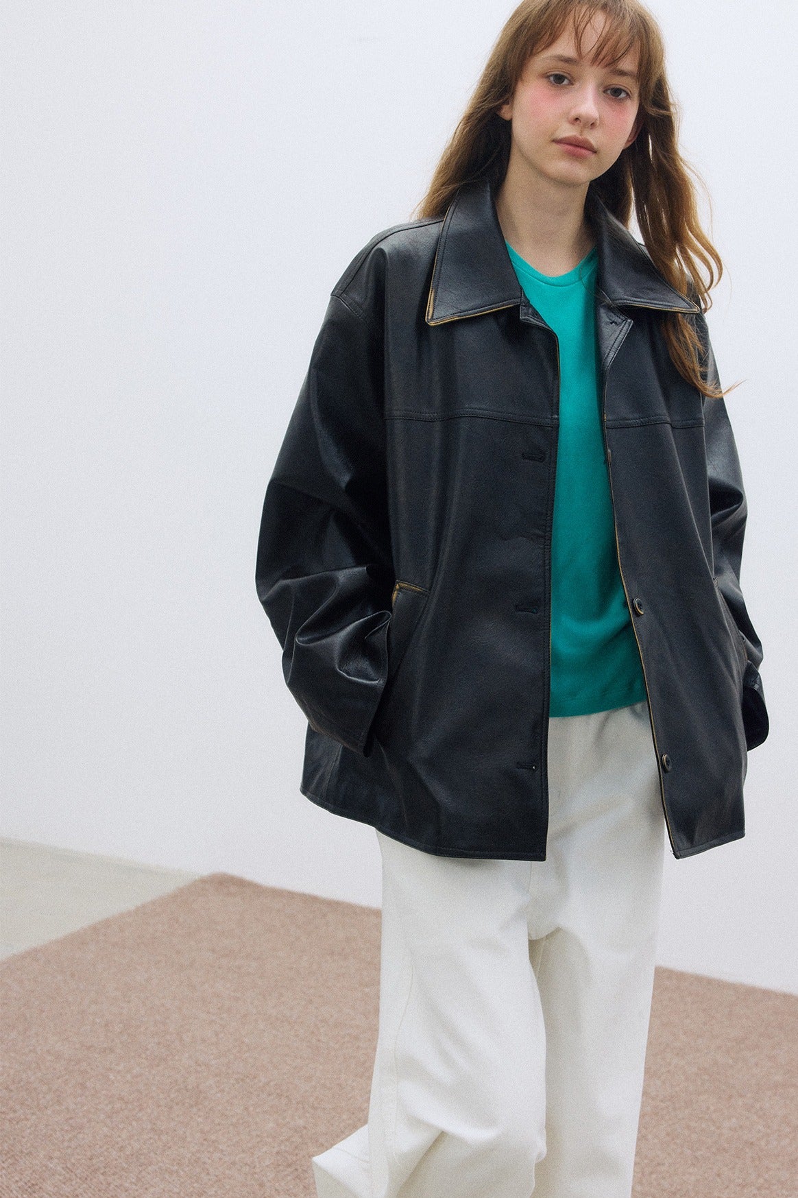 PU-coated vintage-look jacket with e belt | 3 color