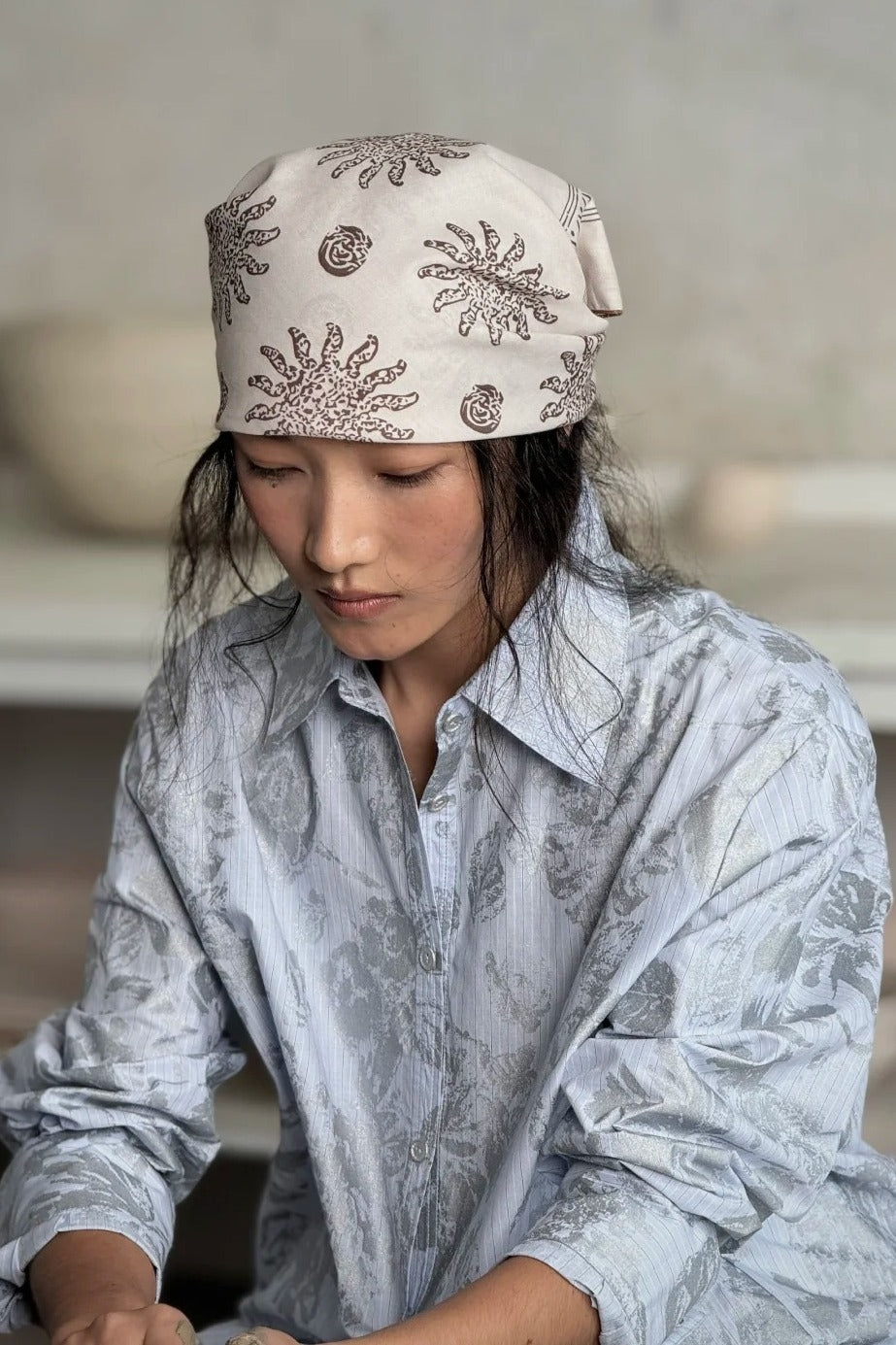 100% cotton silver-color-rose stripes shirt