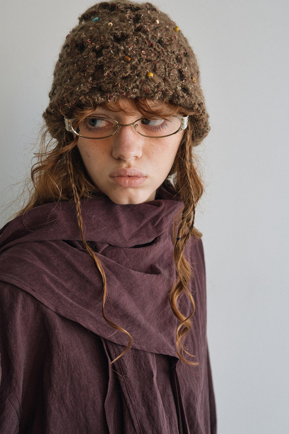 Lyocell-cotton scarf collar loose V-neck shirt | 3 color