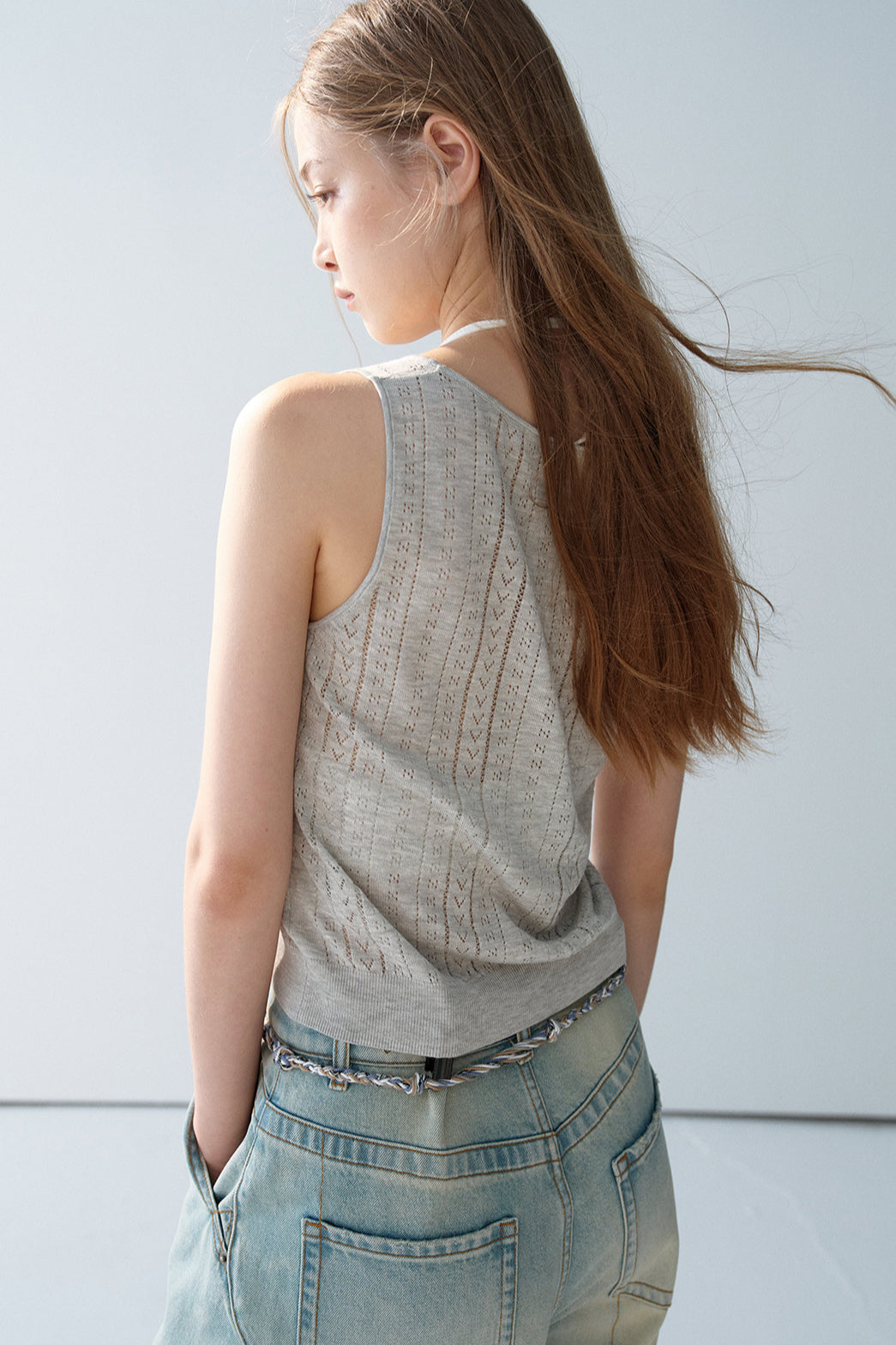 Lyocell blend wool short, perforated cute vest | 5 color