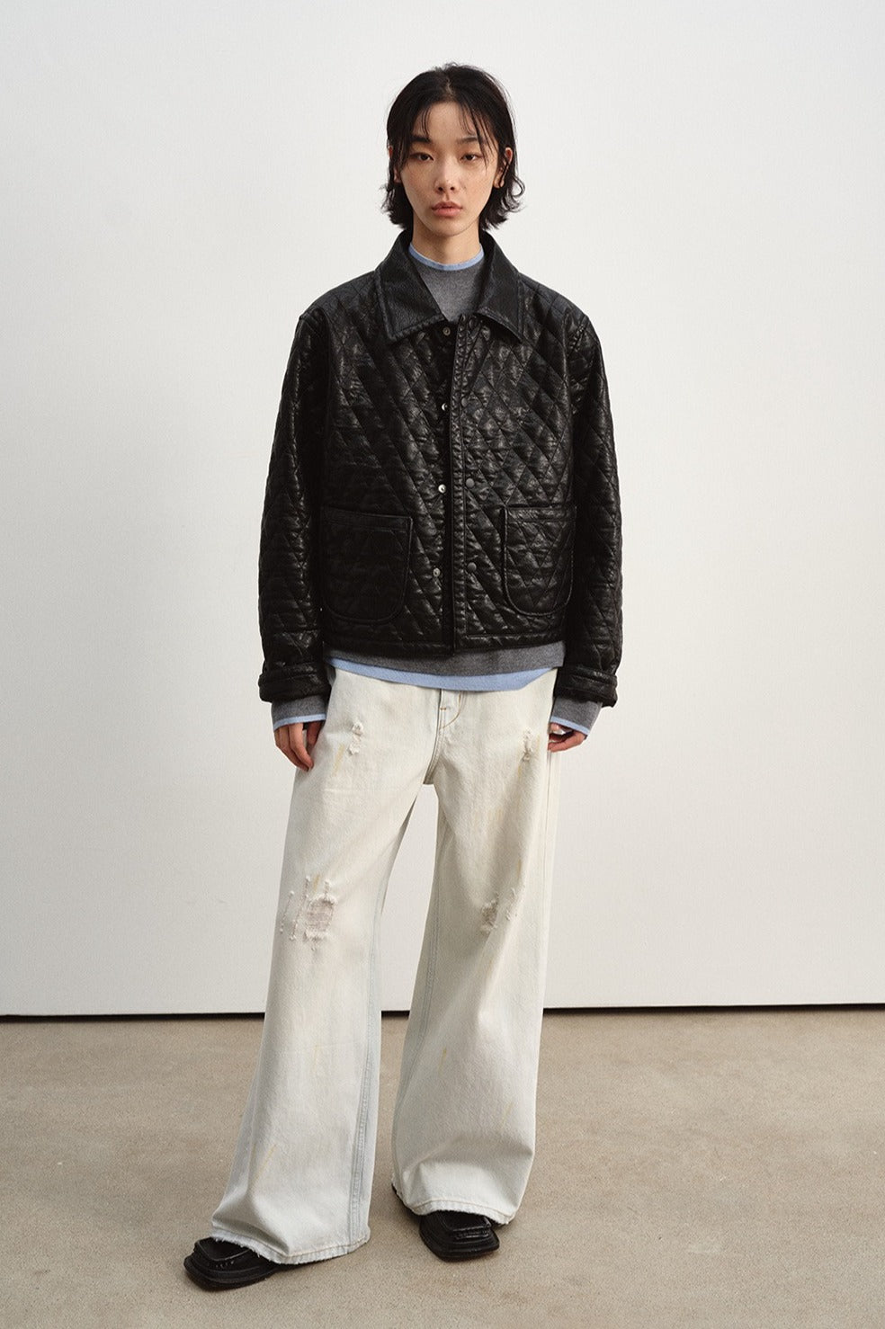 Retro-style quilted PU jacket | 2 color