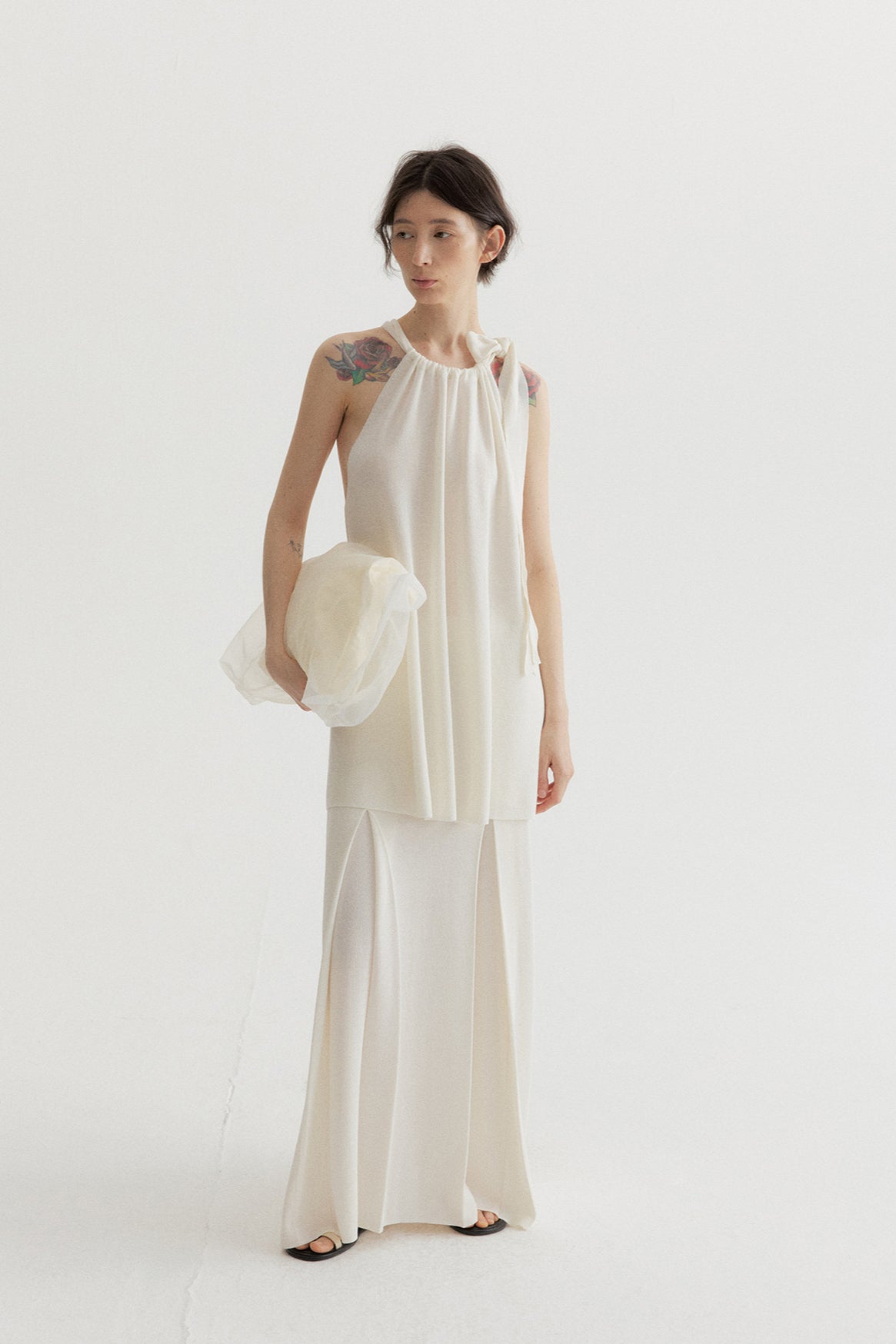 Viscose blend pleated A-line drape skirt | 3 color
