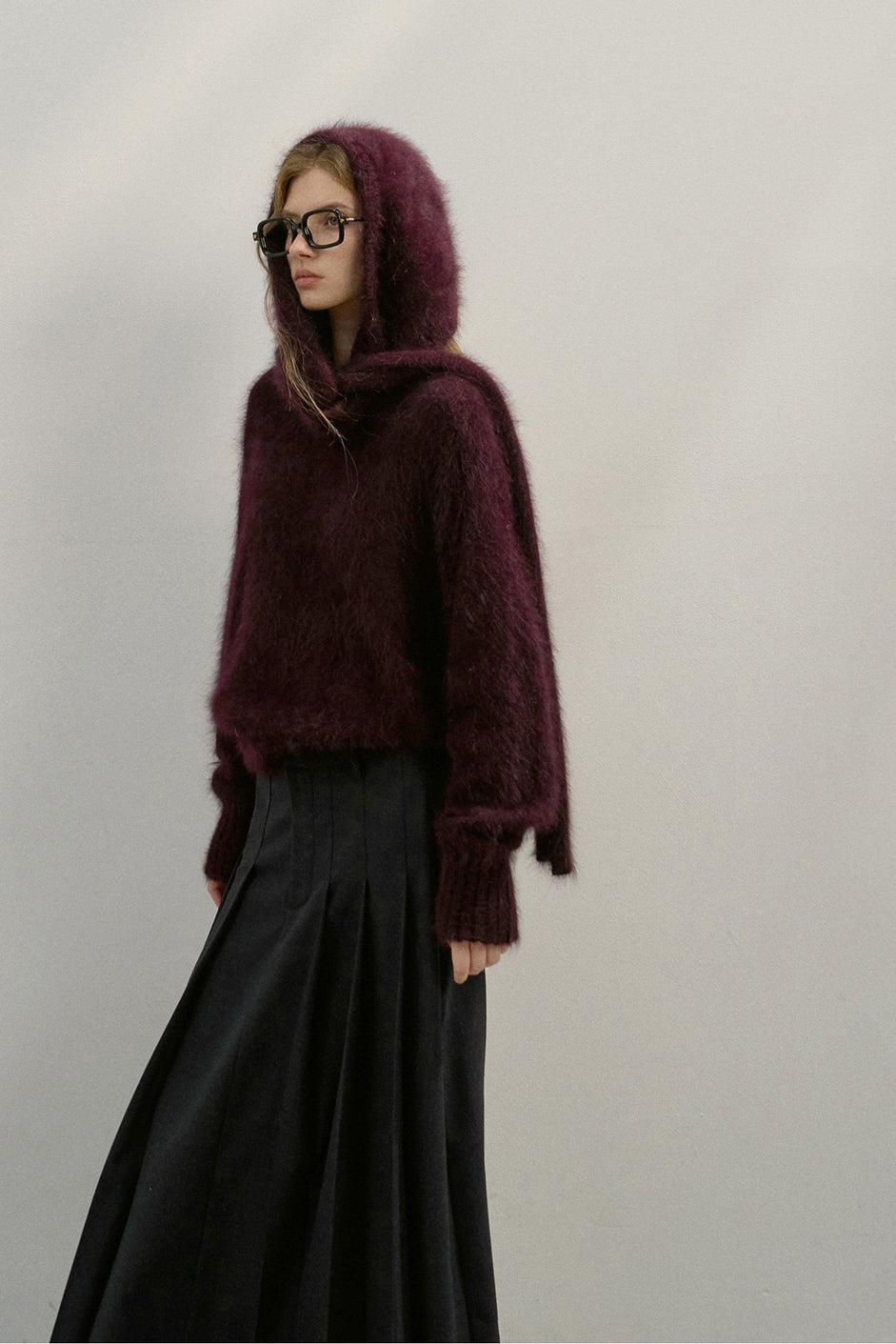 Flattering pleated raw-edge finish A-line skirt | 4 color