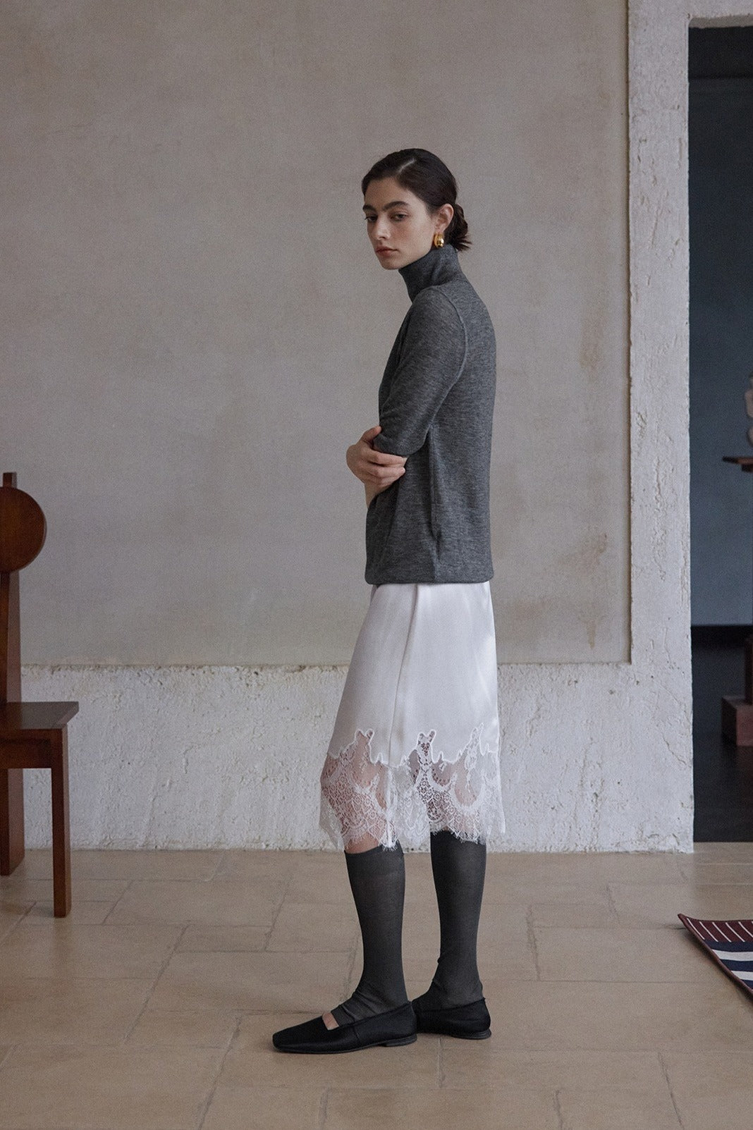 Wool blend stacked neck soft knitwear | 7 color