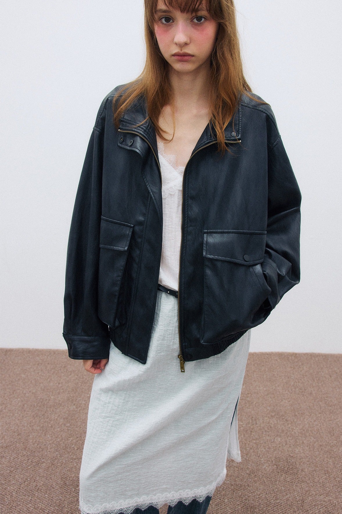 Relaxed-fit soft PU coating jacket | 3 color