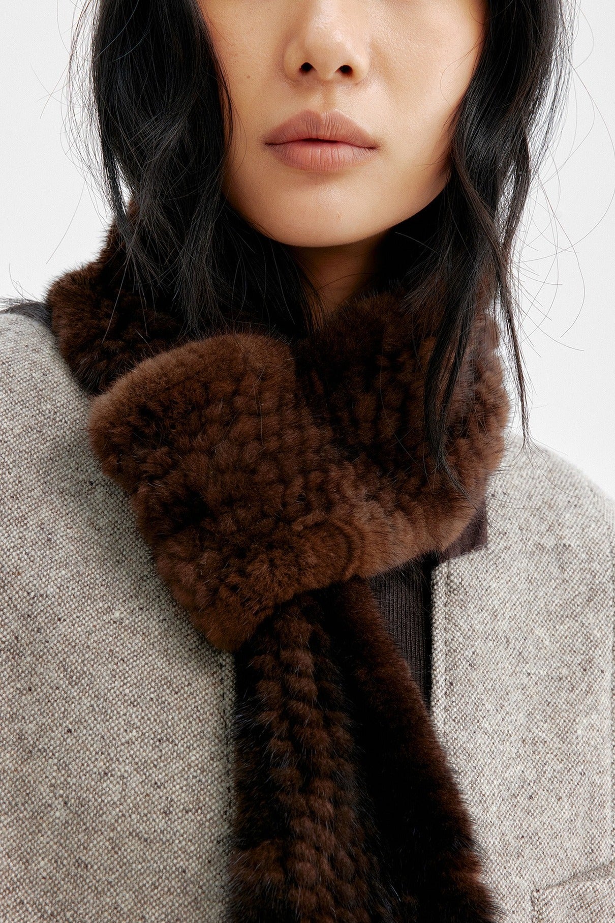 Mink fur warm mini scarf | 2 color