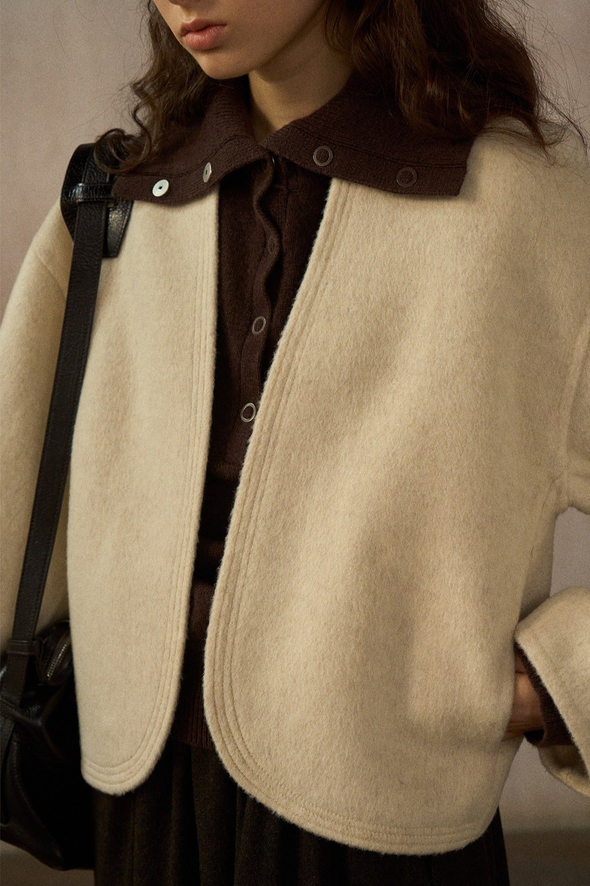 Wool-alpaca structured fit cropped jacket | 4 color
