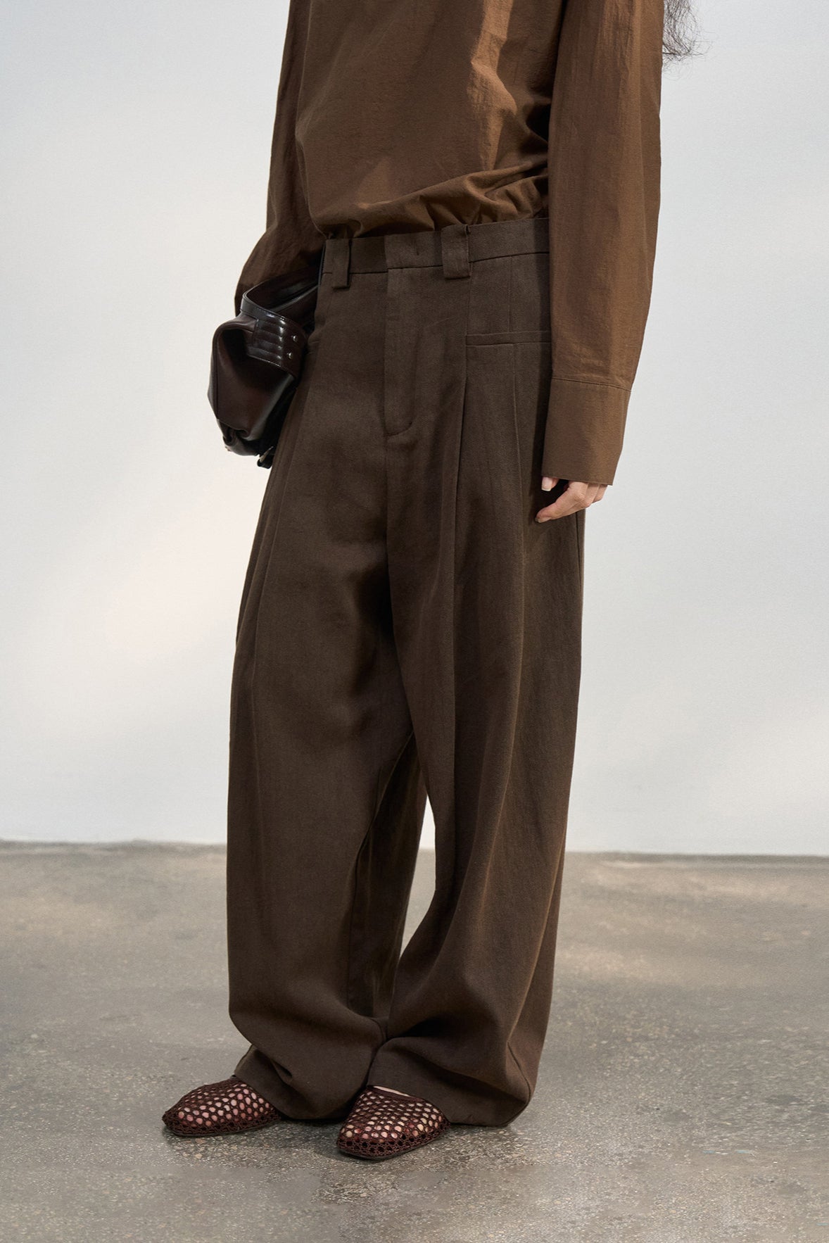 Linen blend wide leg drape casual pants | 3 color