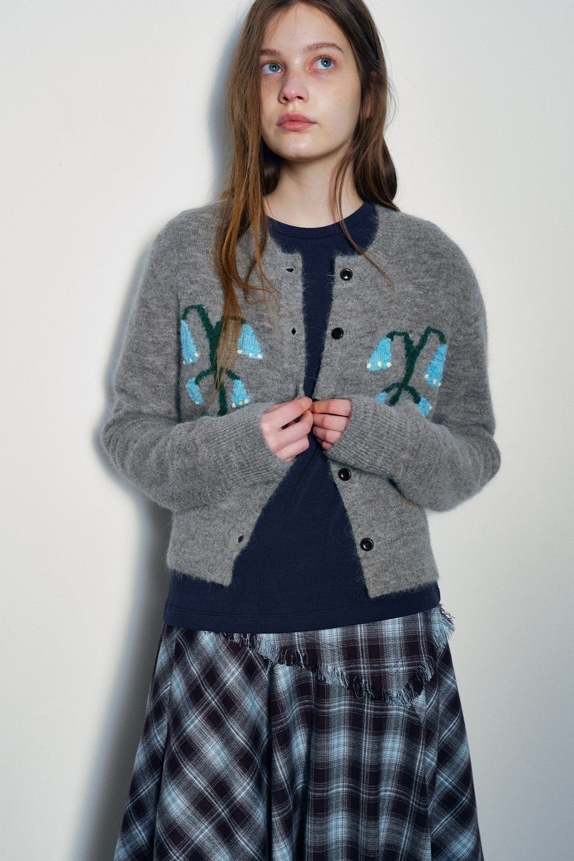 Alpaca blend embroidered cardigan | 4 color