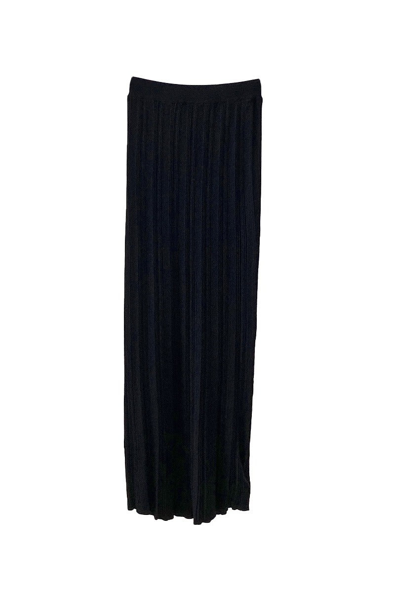 Rib-knit Floor-length skirt—acrylic-Lyocell-linen | 3 color
