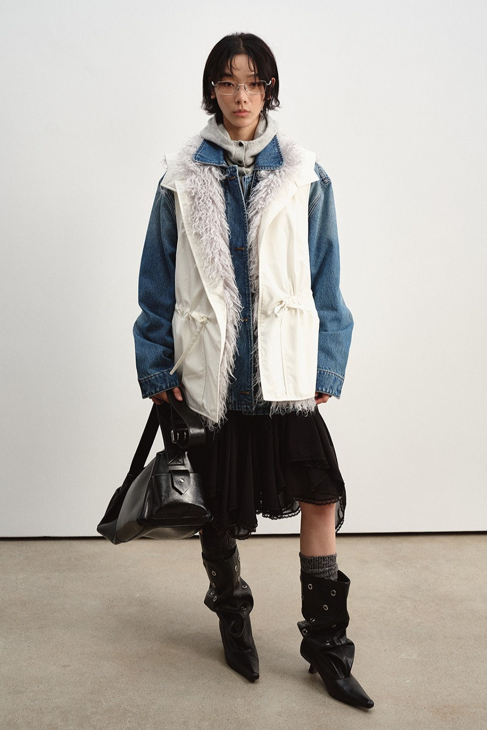 Cozy drawstring waist fleece lining vest | 2 color