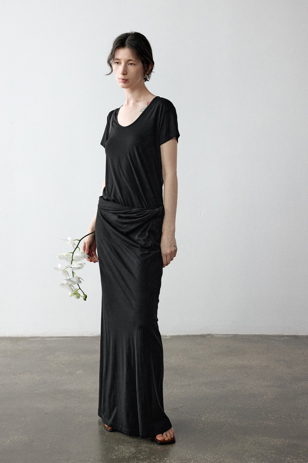 Cotton blend twisted waist A-line skirt | 3 color
