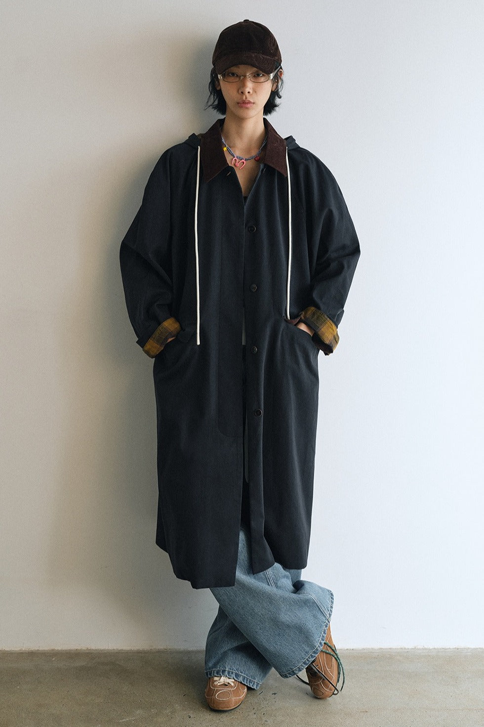 Color-block loose-fit barn style trench coat | 2 color
