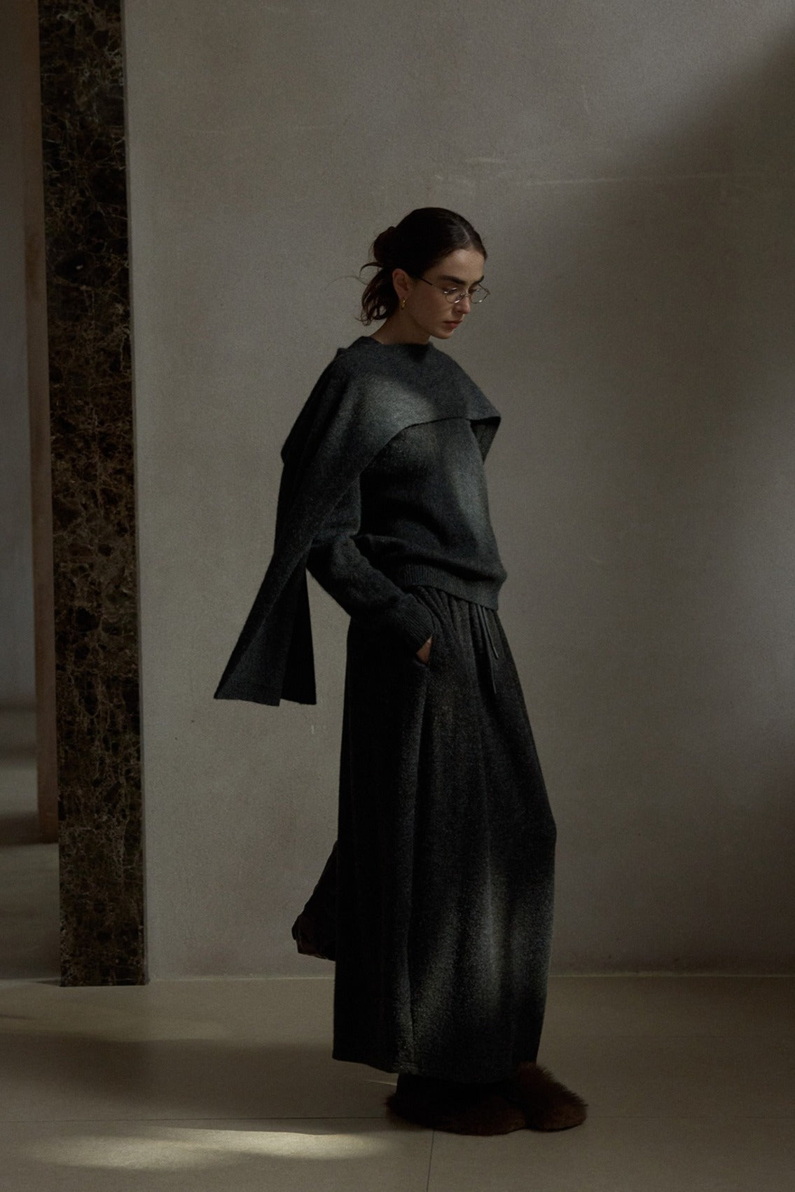 Soft loop-fleece knit skirt | 3 color