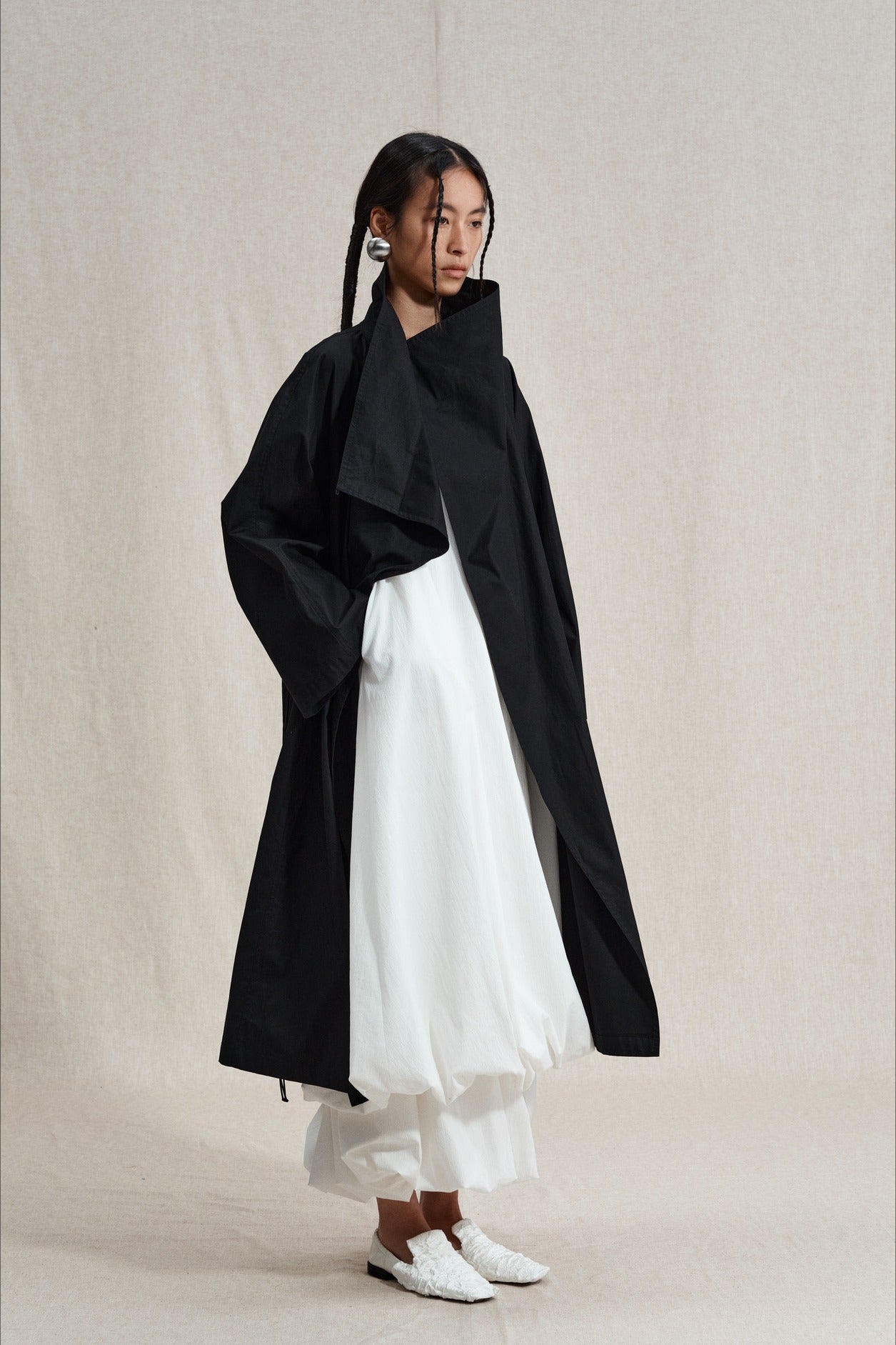 100 cotton structured silhouette trench coat | 2 color