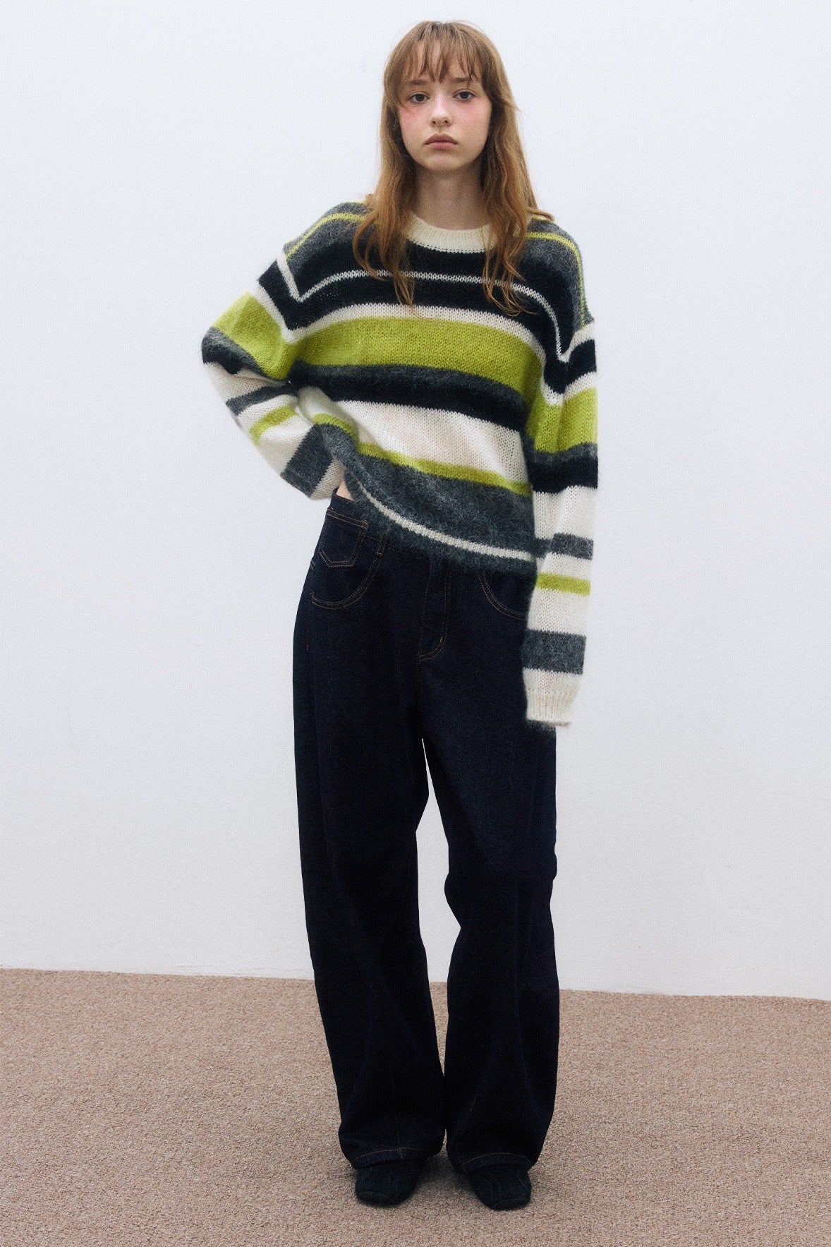 Wool blend loose and soft striped sweater | 3 color