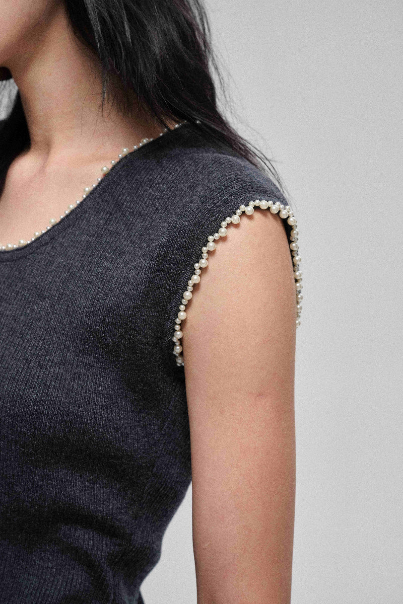 Comfortable ribbed knit sleeveless T-shirt | 2 color