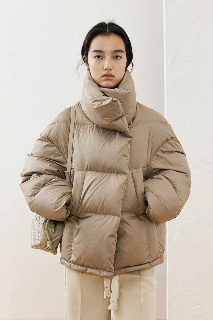 Modern stand collar cropped down jacket | 3 color