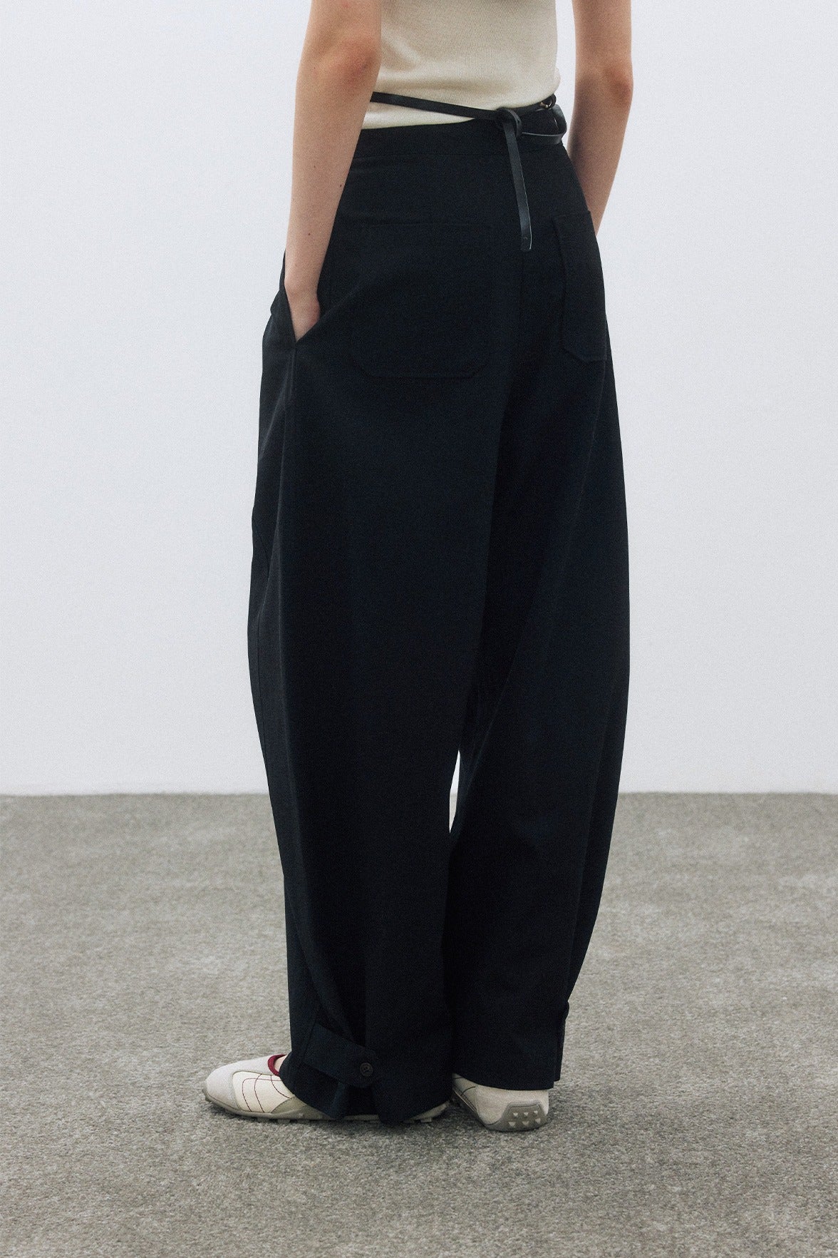 Viscose-cotton curved silhouette casual cleanfit pants | 3 color