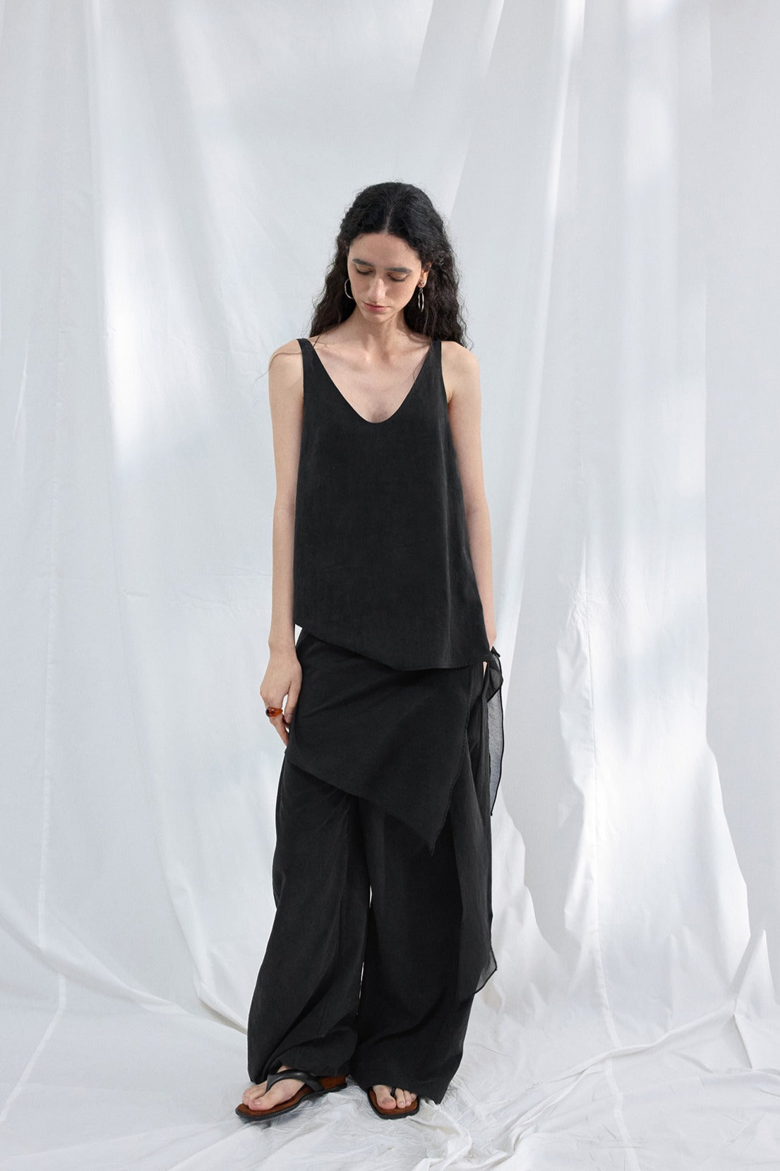 Lyocell elastic waist soft wide-leg pants | 4 color