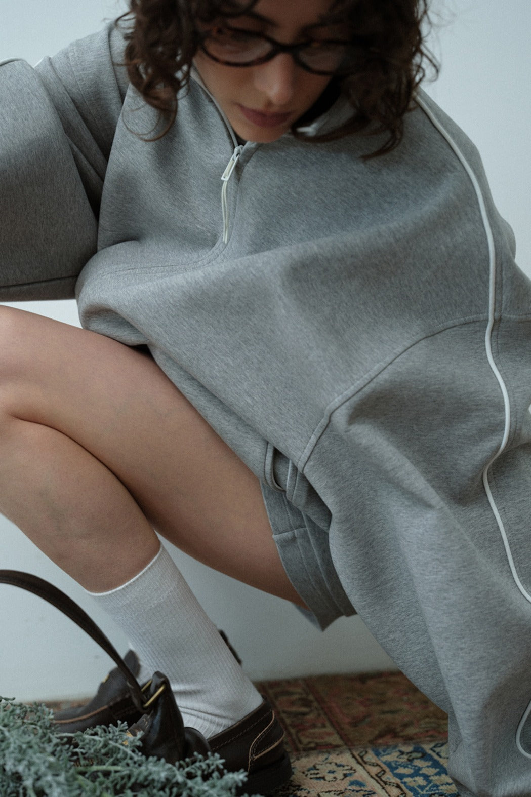 Veste à capuche à col montant en mélange de coton | 2 couleurs