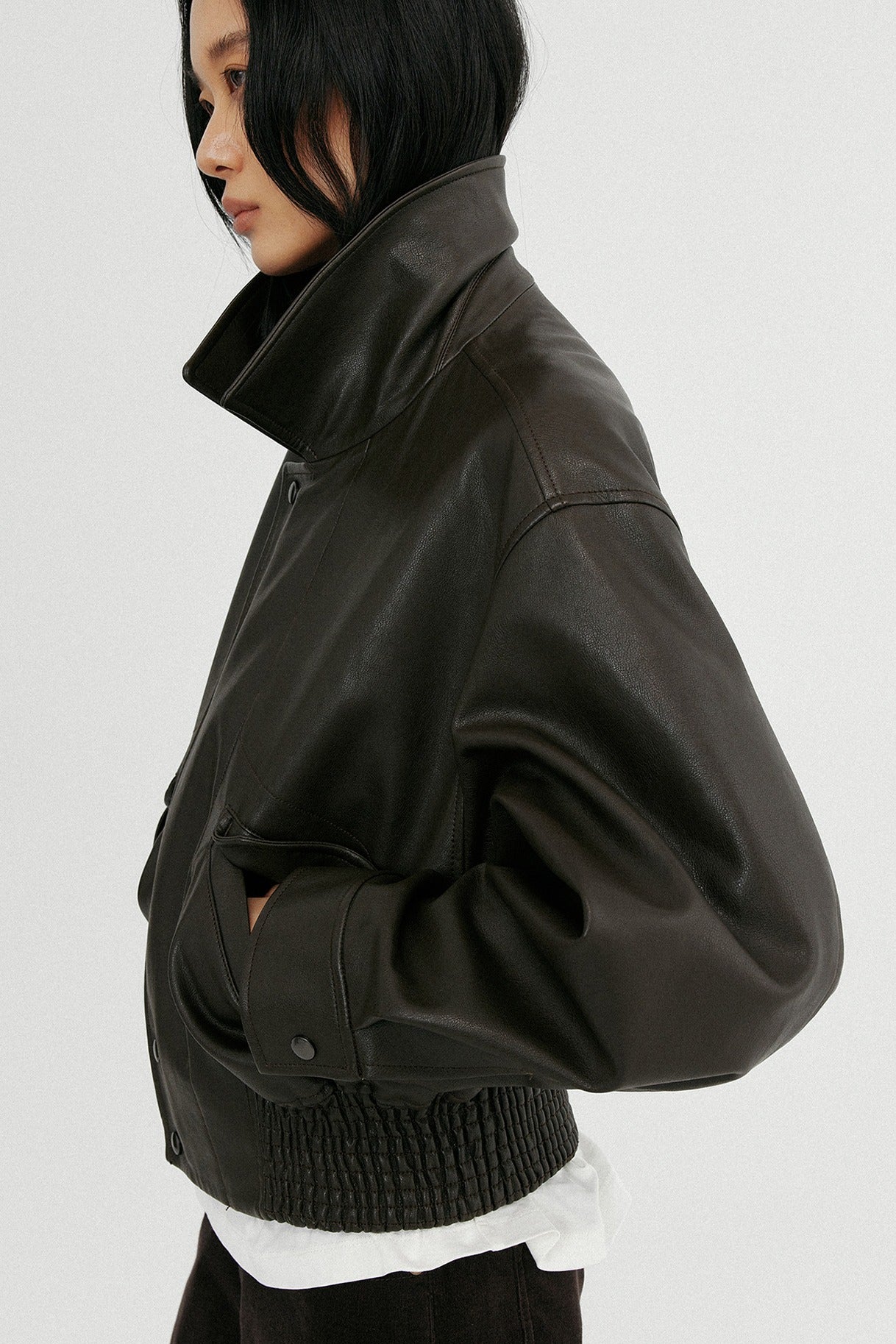 PU silhouetted retro style jacket | 2 color