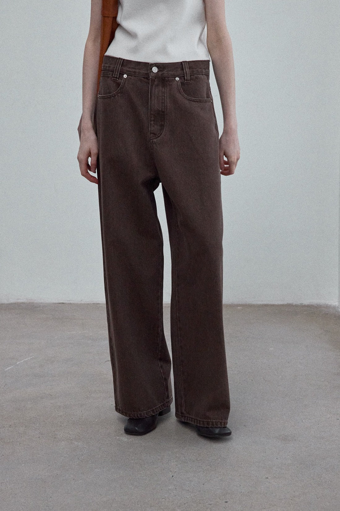 100% cotton straight wide-leg jeans | 2 color