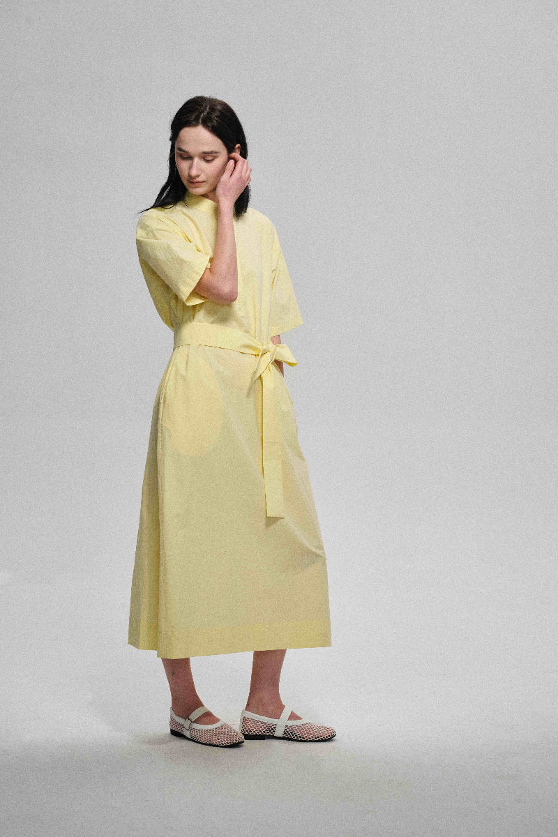 Robe simple texturée en coton coupe ample