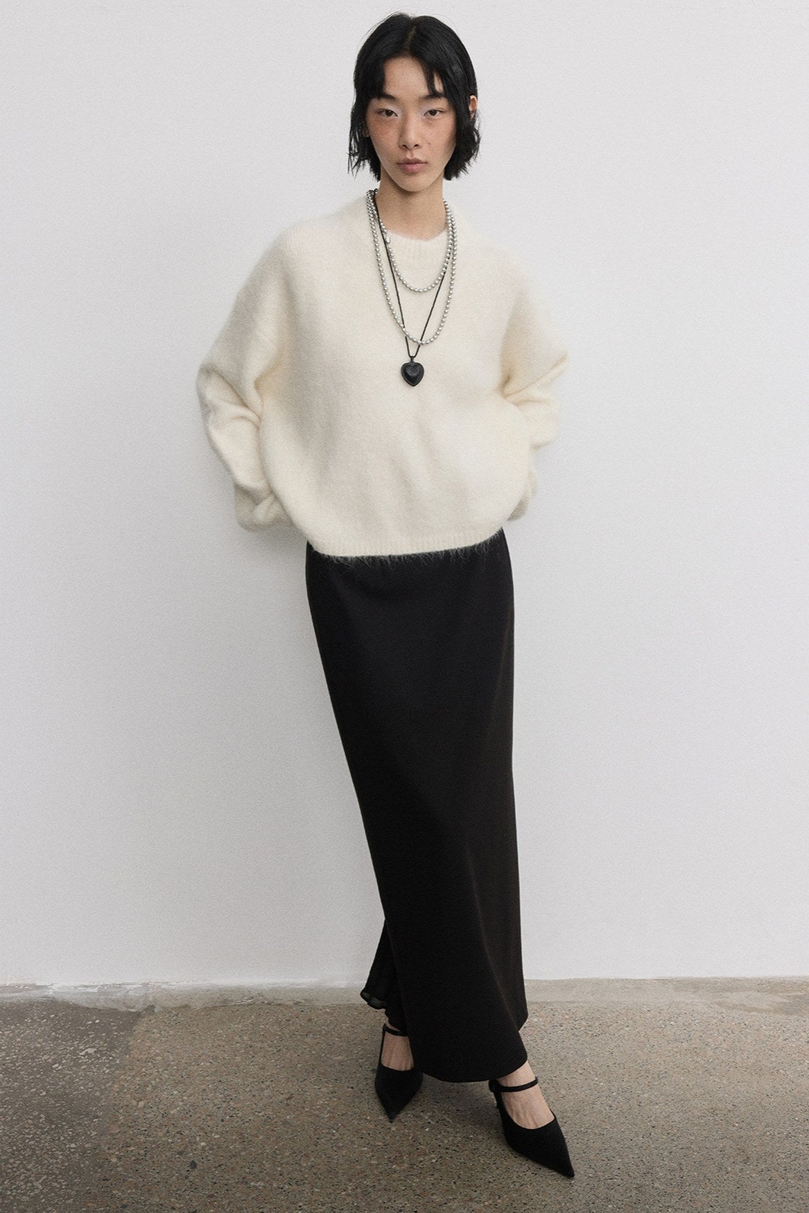 Alpaca wool blend sleek pullover sweater