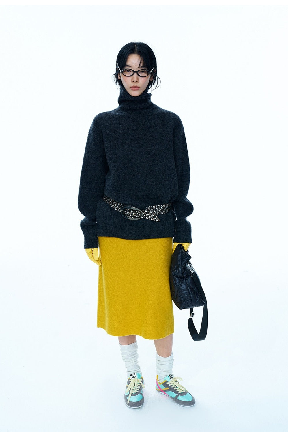 100% wool A-line straight skirt | 3 color