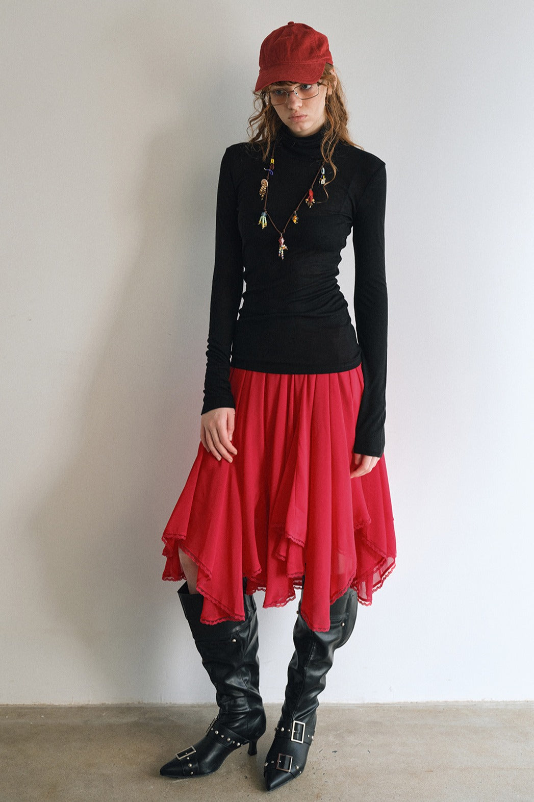 Playful Boho flair lace panel skirt | 4 color