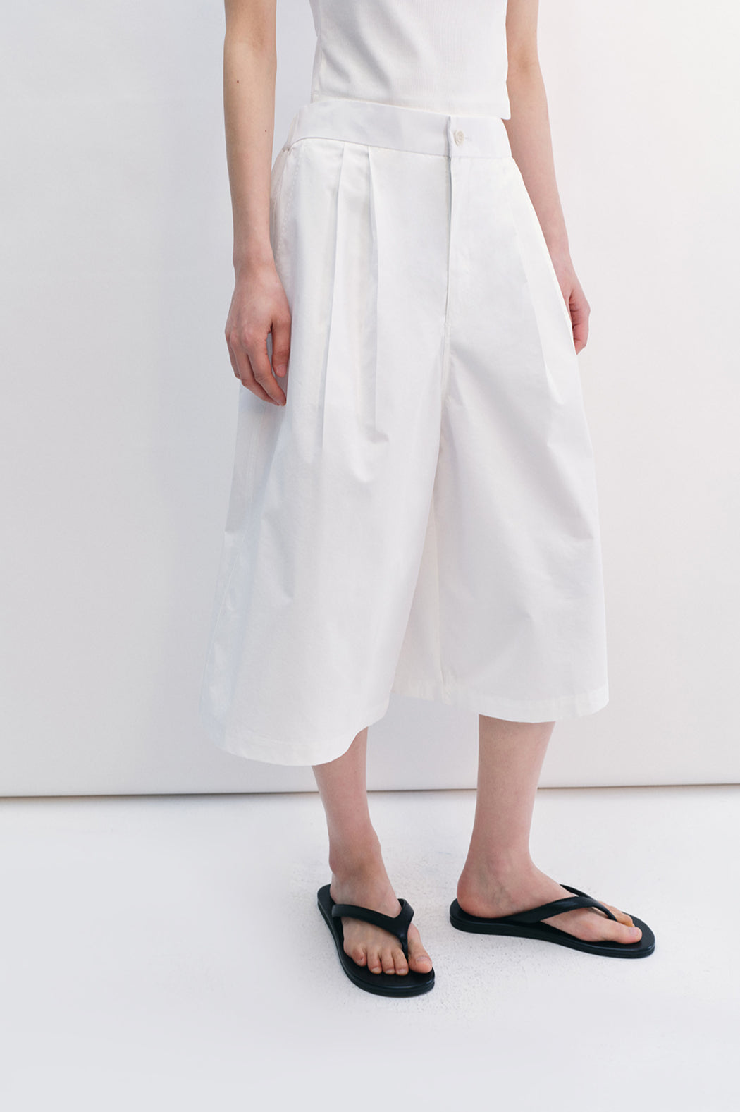 Cotton blend relaxed fit 7/8 pants | 4 color