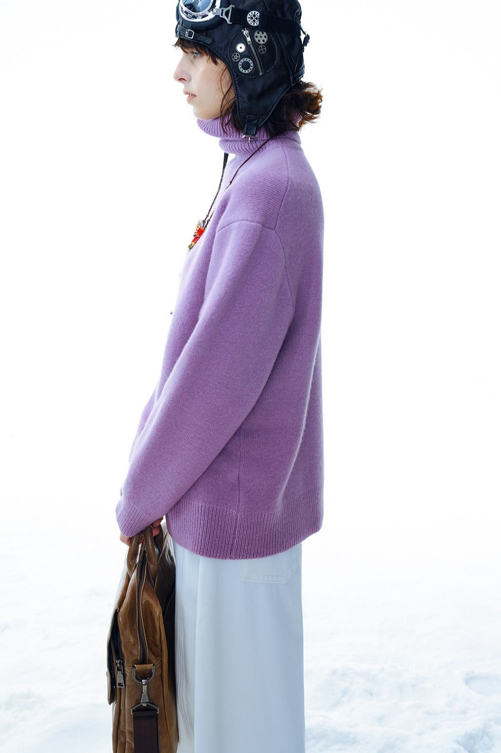 Wool blend high neck sweater | 4 color