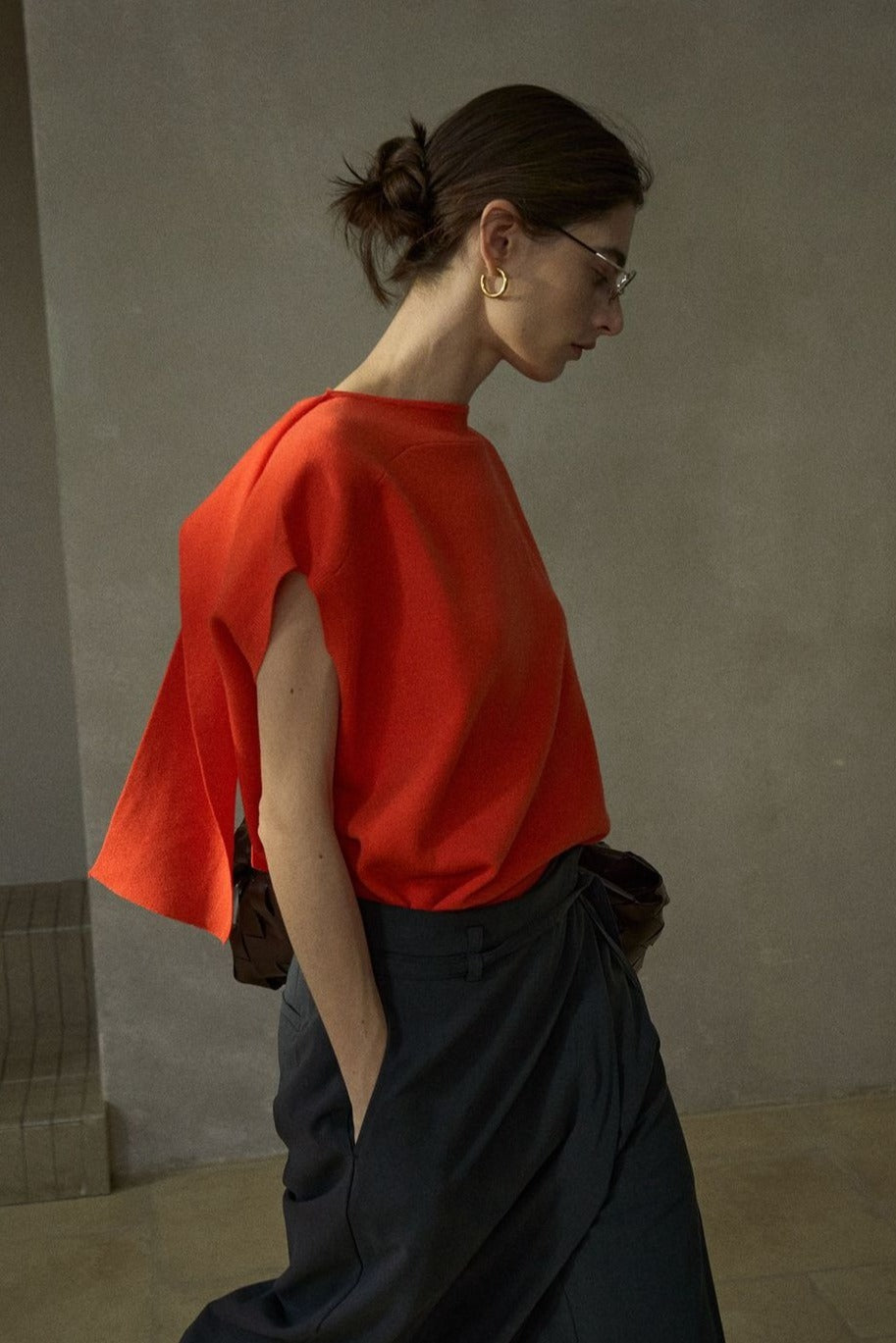 Wool containing relaxed-fit flowing ribbon knit vest | 3 color