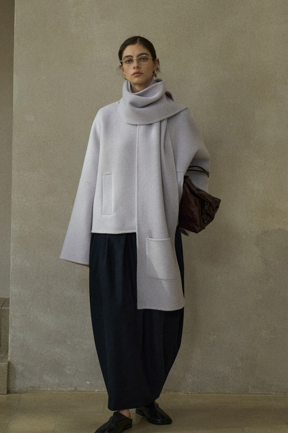 100% wool collarless minimalist design jacket | 3 color