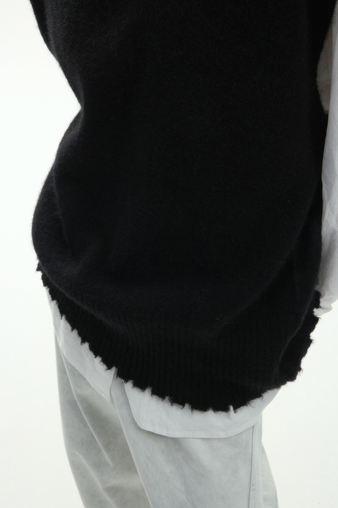 Wool blend yak down raw-edge loose vest | 3 color