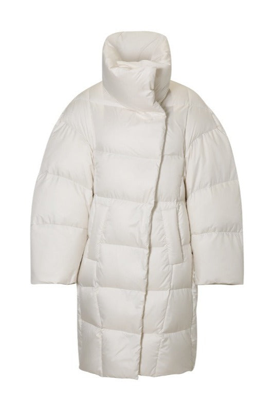 Cocoon-shape stand collar down coat | 2 color